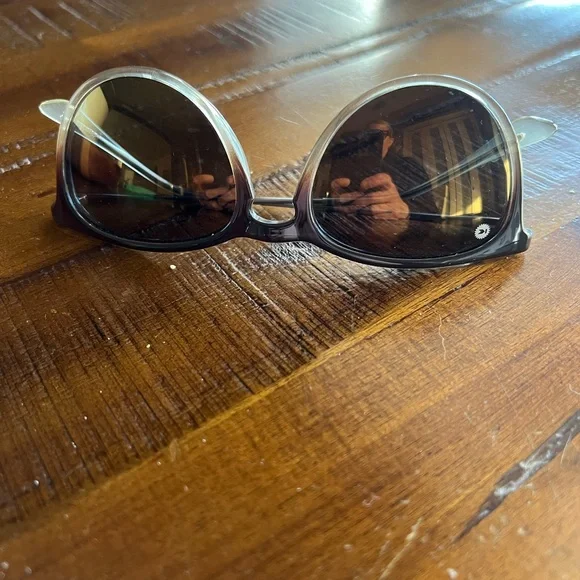 Knockaround Two-Tone Round Sunglasses in Black/Clear with Green Lenses - Picture 3 of 5